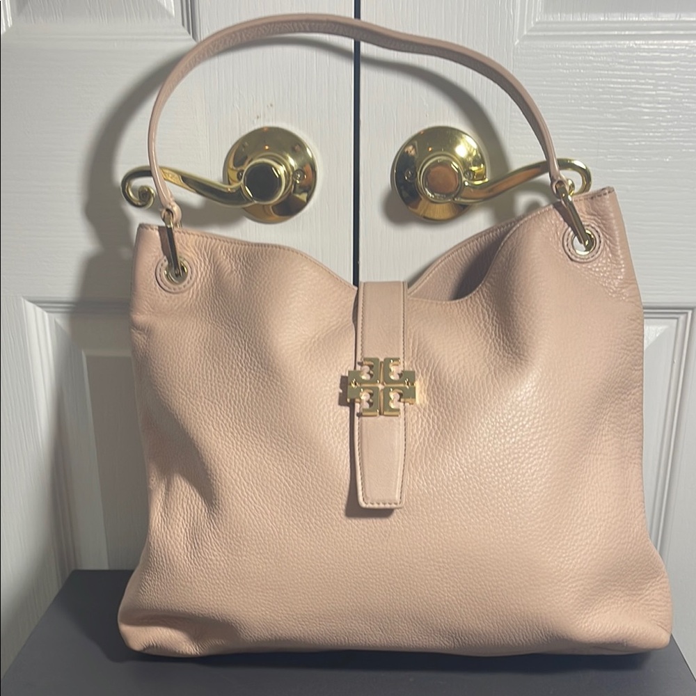 Tory Burch Light Pink Shoulder Bag with Gold Accents